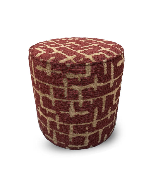 Silindir Puf - Maroon Maze Serisi - 45x45 cm