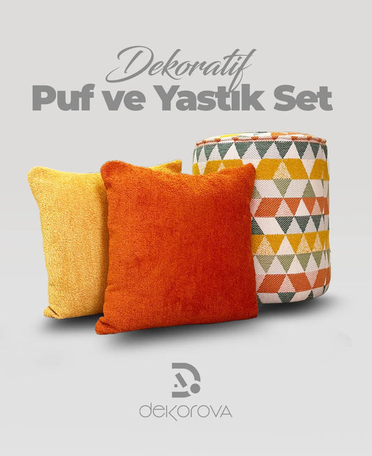 Kırlent & Puf - Luna Warm Colors Set