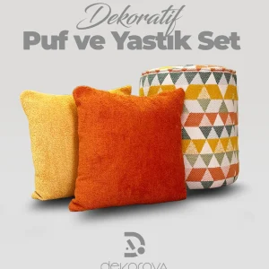 Kırlent & Puf - Luna Warm Colors Set